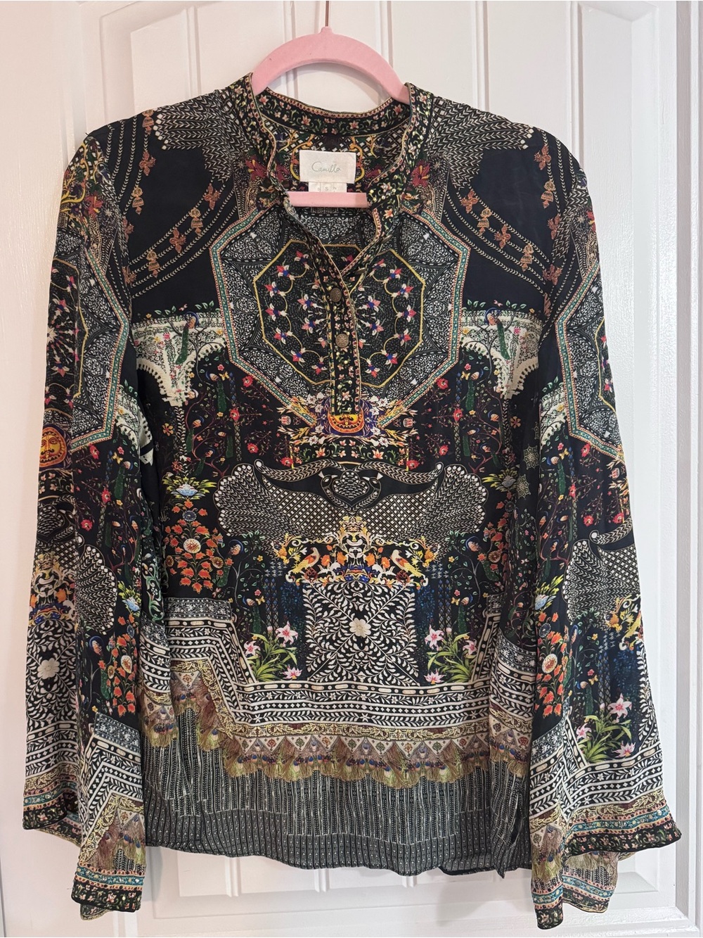 CAMILLA Mama Bakshi Silk Crystal Embellished Blouse Top Size S - Picture 2 of 15